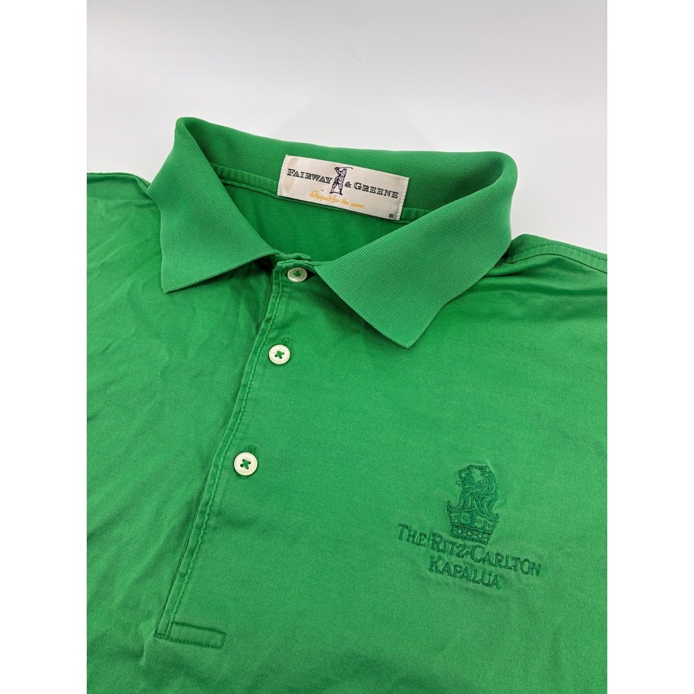 Fairway & Greene Mens Ritz-Carlton Kapalua Mercerized Cotton Polo Shirt Green M